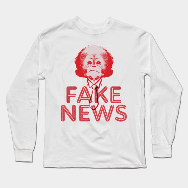 Fake News Monkey Long Sleeve T-Shirt by pelagio